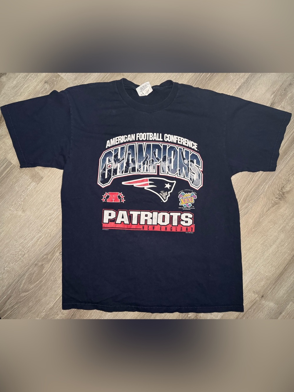 Vintage 1996 New England Patriots AFC Champions T-Shirt Lee Sport XL